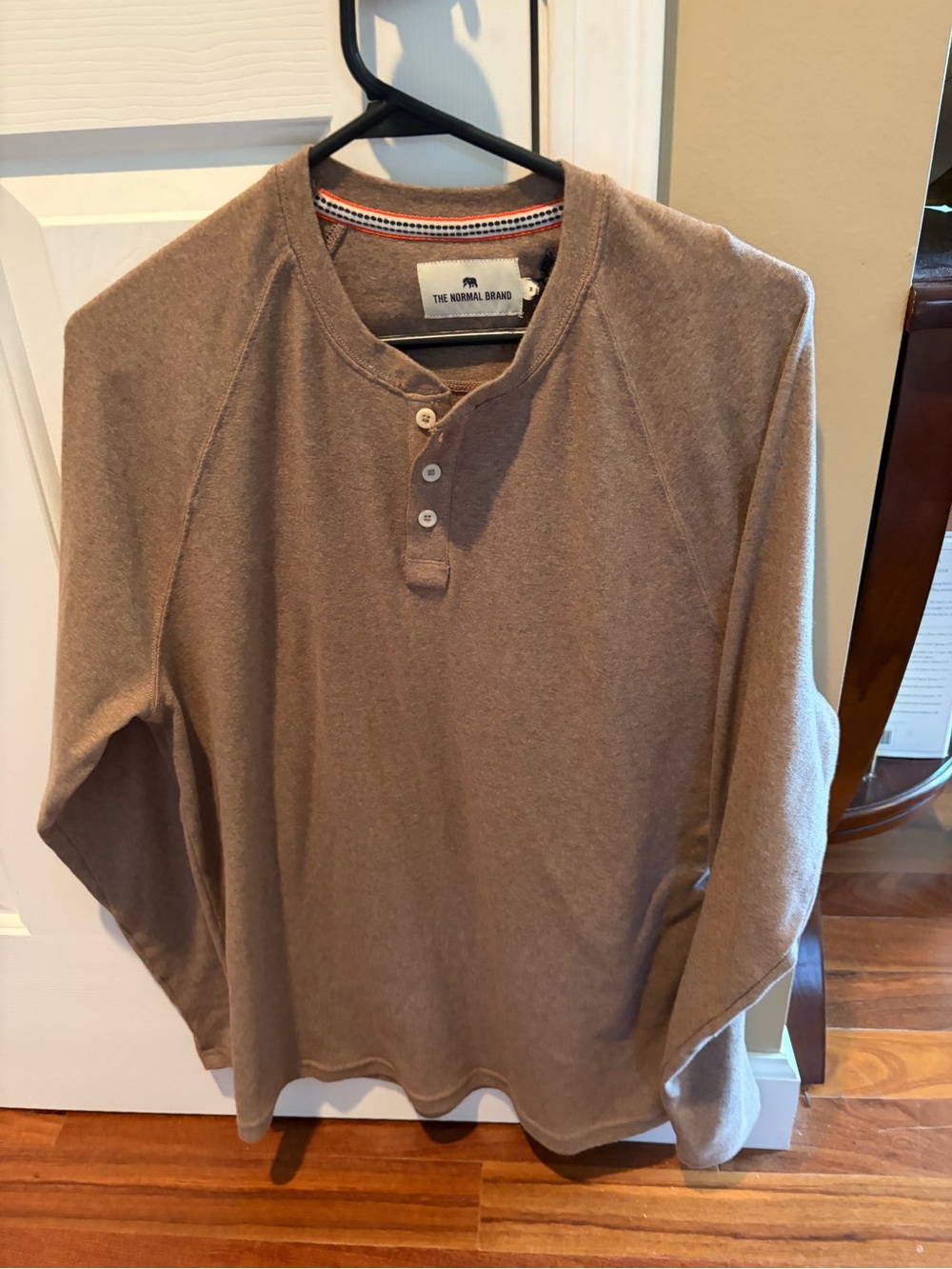 NEW! The Normal Brand Men's Purmeso Henley Long Sleeve Shirt in Taupe - size M